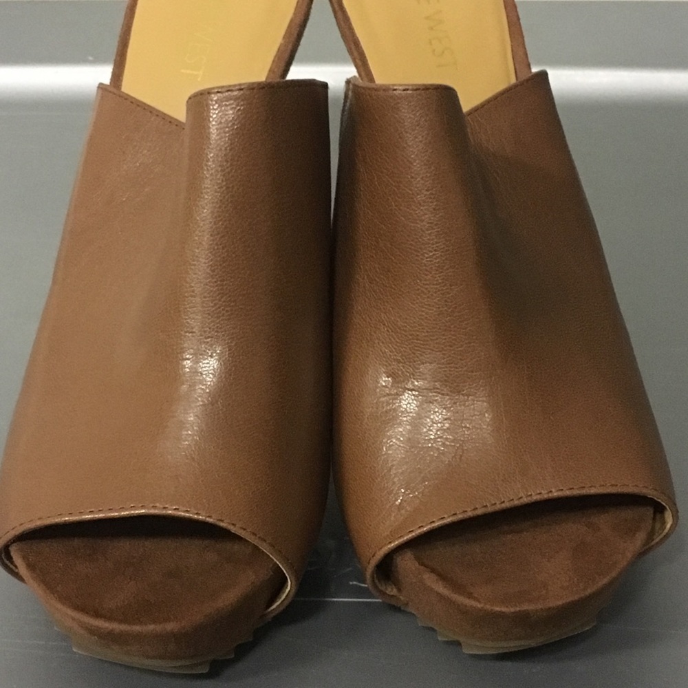 Nine West Camel Color High Heeled Slides. - image 3